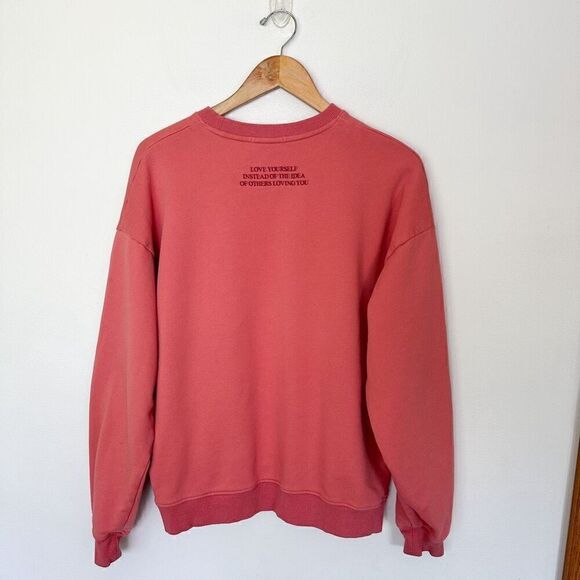 The Mayfair Group Self Love Club Rose Pink Embroidered Cotton Terry Crewneck Swe - Picture 3 of 10